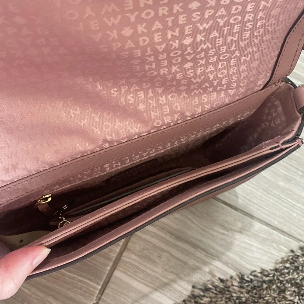 Kate Spade Laurel Way Large Carsen crossbody bag & Bitsy wallet Dusty Peony NWT - Picture 9 of 14